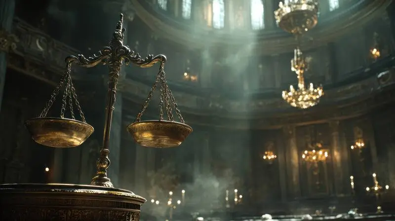 Scales of Justice in a Courtroom
